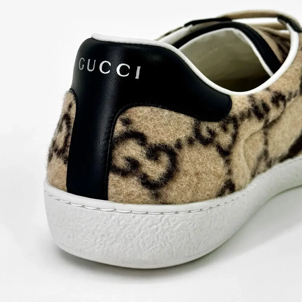 NEW GUCCI Ace GG Monogram Men's Wool Logo Sneakers 7.5